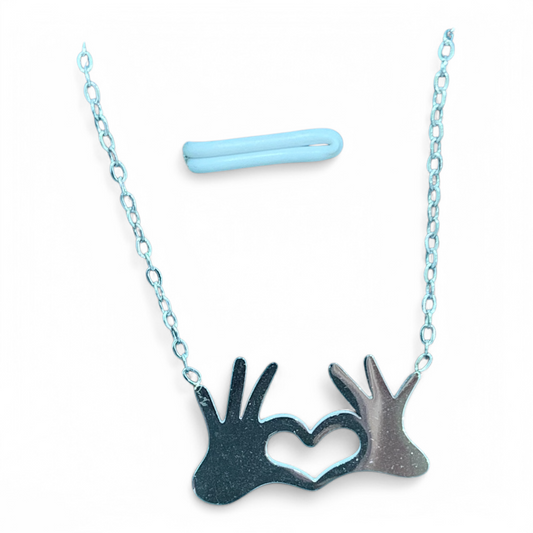 Collana In Acciaio Per Donna Pendente Mani a Cuore 45 cm