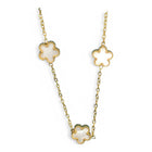 Collana Donna Acciaio Galvanica Oro Fiori Bianchi Avorio 45cm
