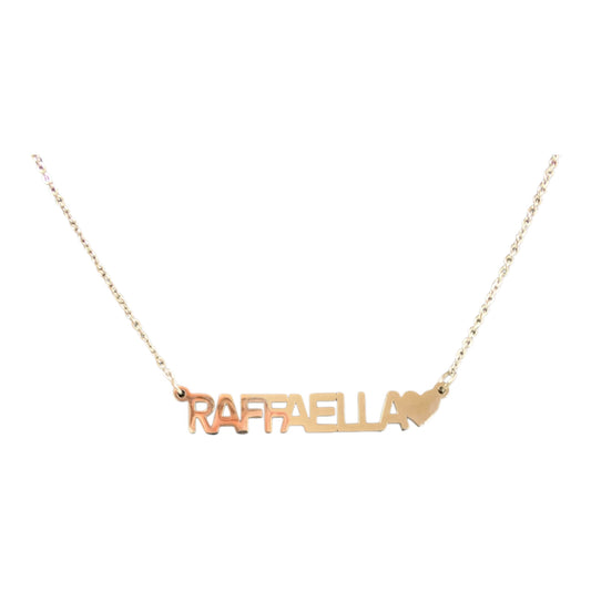 Collana Personalizzata con Nome "Raffaella" in Acciaio Ciondolo con Cuore