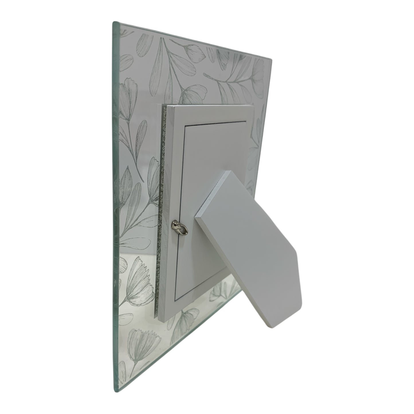 Cornice Beltrami Foglia Argento Vetro 13x18 cm Fiori – Portafoto 6x8 cm