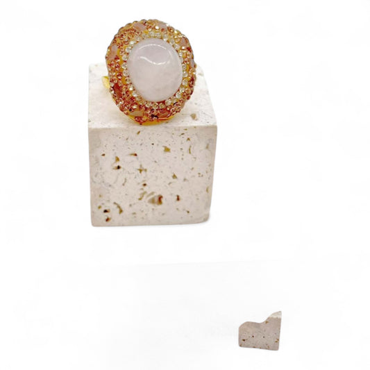 Anello Donna Regolabile con Pietra Bianca e Strass | Stile Vintage Elegante