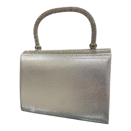 Borsa elegante donna argento con strass clutch cerimonia festa 20x14x6