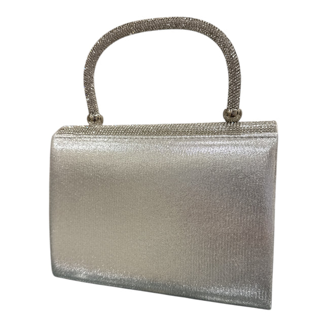 Borsa elegante donna argento con strass clutch cerimonia festa 20x14x6