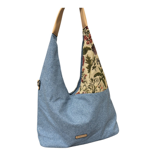 Borsa donna spalla tessuto floreale e manico similpelle marrone – stile boho chic