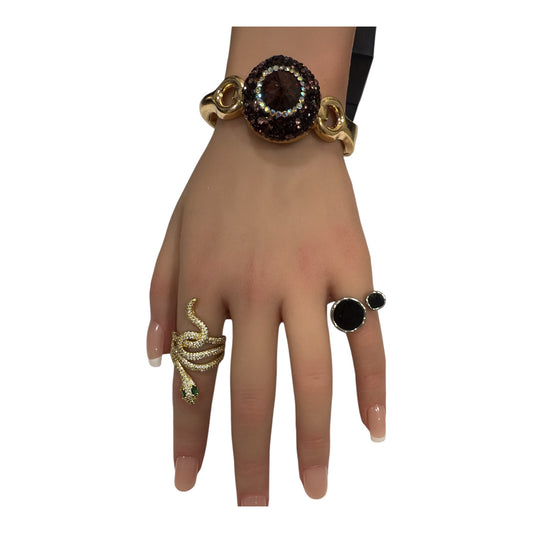 Bracciale Donna Oro con Cristalli Marroni – Elegante Lussuoso Glamour