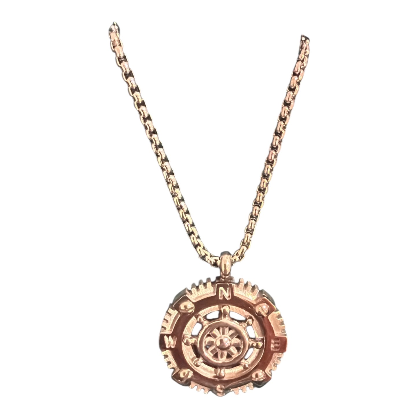 Collana Uomo Ciondolo Rosa dei Venti in Acciaio Inox con Catena – Vintage Steampunk
