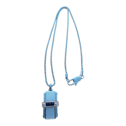 Collana Uomo 2Jewels 251728 Acciaio Pendente Rigato Cristalli Blu 50cm
