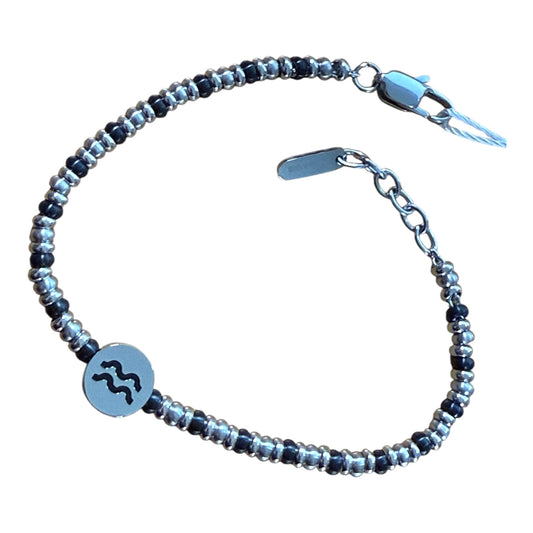Bracciale Uomo 2Jewels con Perline e Segno Zodiacale Sagittario o Acquario