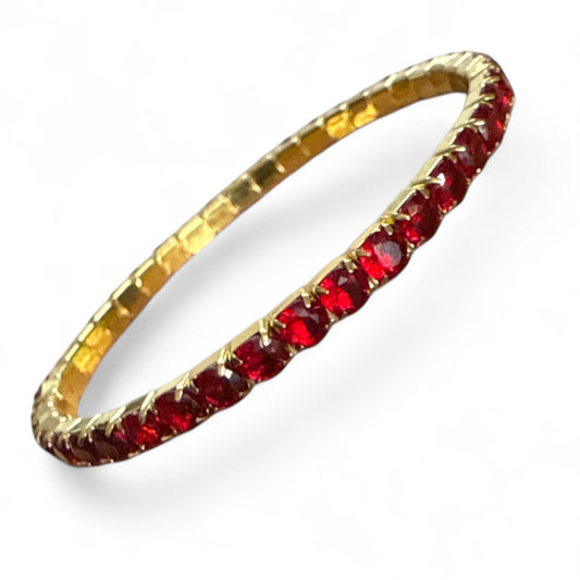Bracciale Tennis Elastico in Acciaio Dorato con Cristalli Colorati Luminosi