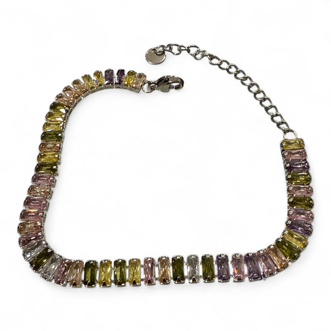 Bracciale Donna Elegante Zirconi Baguette Regolabile – Gioielli Moda Idea Regalo Cerimonia