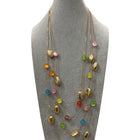 Collana Donna Lunga Multicolore Perle Ovali Dorati Design Chic Versatile