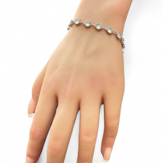 Bracciale donna elegante zirconi bianchi/multicolor placcato argento moda