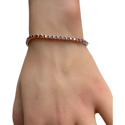 Bracciale tennis donna zirconi colorati 3mm, chiusura sicura 18 cm