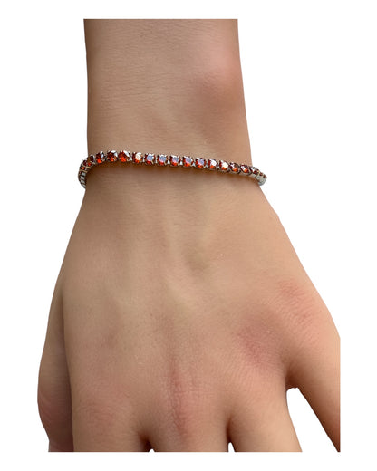 Bracciale tennis donna zirconi colorati 3mm, chiusura sicura 18 cm