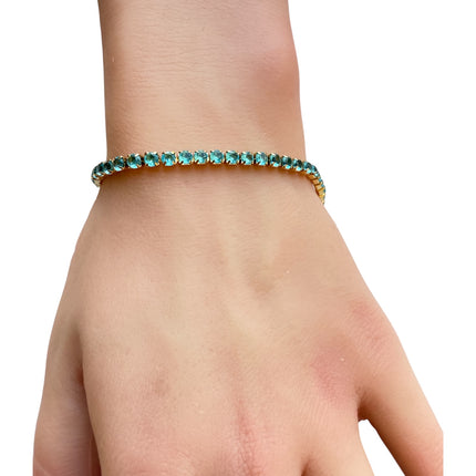 Bracciale tennis donna zirconi colorati 3mm, chiusura sicura 18 cm
