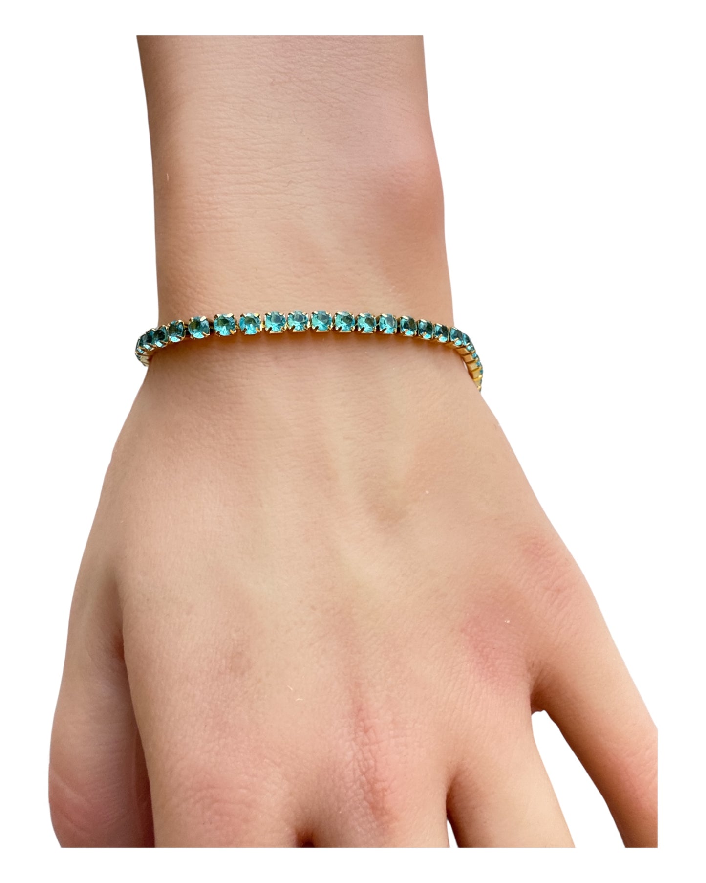Bracciale tennis donna zirconi colorati 3mm, chiusura sicura 18 cm