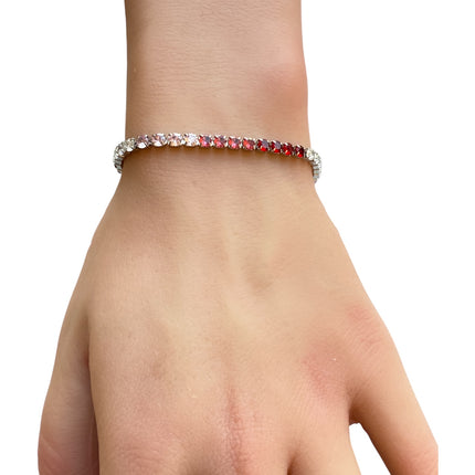 Bracciale tennis donna zirconi colorati 3mm, chiusura sicura 18 cm