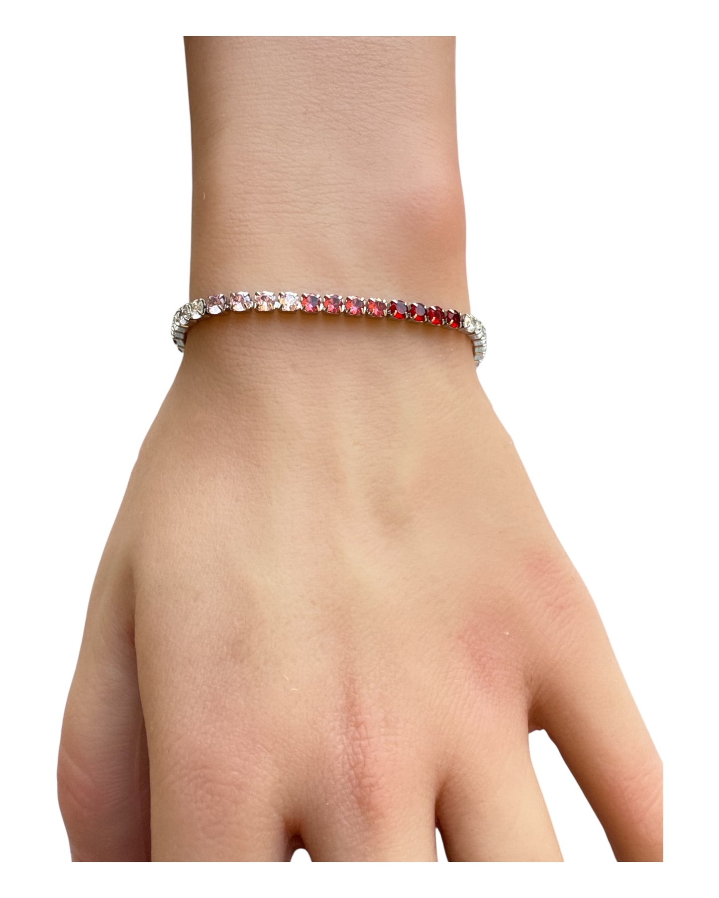Bracciale tennis donna zirconi colorati 3mm, chiusura sicura 18 cm