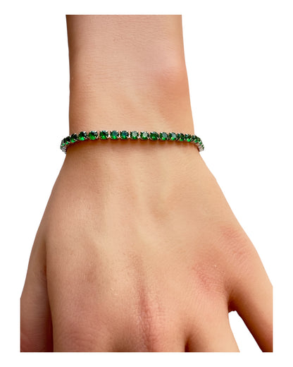 Bracciale tennis donna zirconi colorati 3mm, chiusura sicura 18 cm