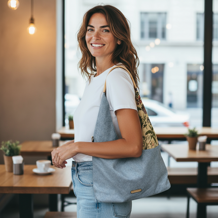Borsa Donna a Spalla  Tessuto Fantasia Interno Floreale Stile Casual