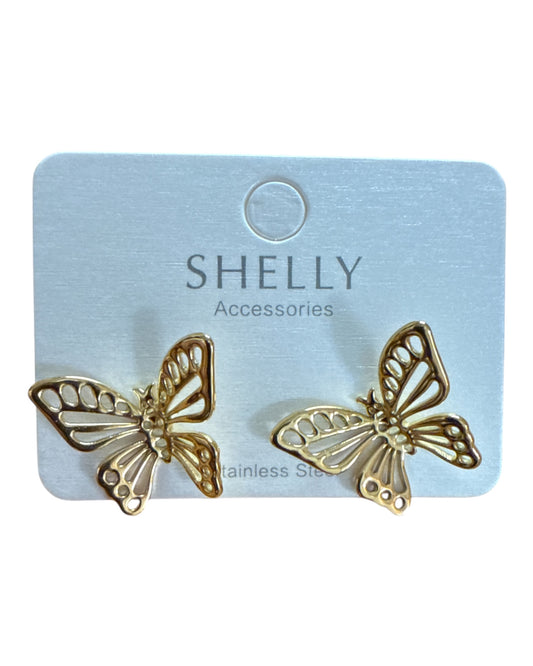 Orecchini Farfalla Gold in Acciaio Inox Anallergico Donna – Leggeri e Luminosi • Moda
