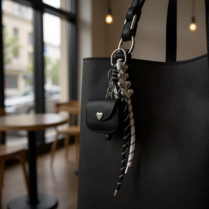 NUOVO Portachiavi Donna con Ciondoli Charms Moschettone Accessorio Borse Zaini