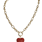 Collana Donna Girocollo Cuore Rosso Cristalli Catena Oro Fashion Statement