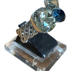 Anello Donna Regolabile Cristalli Bianchi e Blu  Design Elegante Fashion