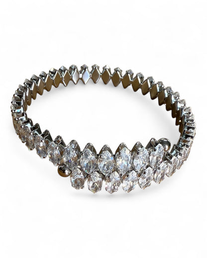 Bracciale tennis donna acciaio inox con zirconi taglio marquise eleganti