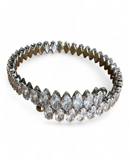 Bracciale tennis donna acciaio inox con zirconi taglio marquise eleganti