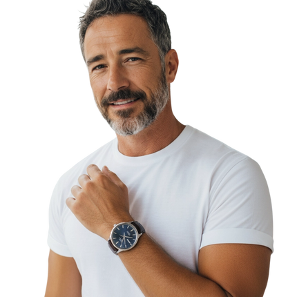 Orologio Uomo Lorus Automatico Classico Blu Cinturino Pelle Marrone DayDate