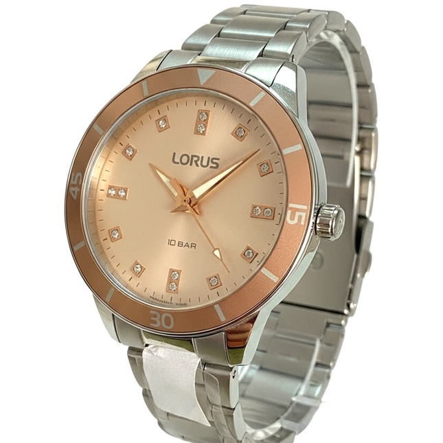 Orologio Donna Lorus Acciaio Rose Gold Zirconi Champagne 10BAR RG241RX-9