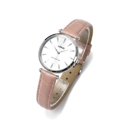 Orologio Donna Lorus Quarzo Pelle 32mm Cristallo Minerale 5ATM Classico