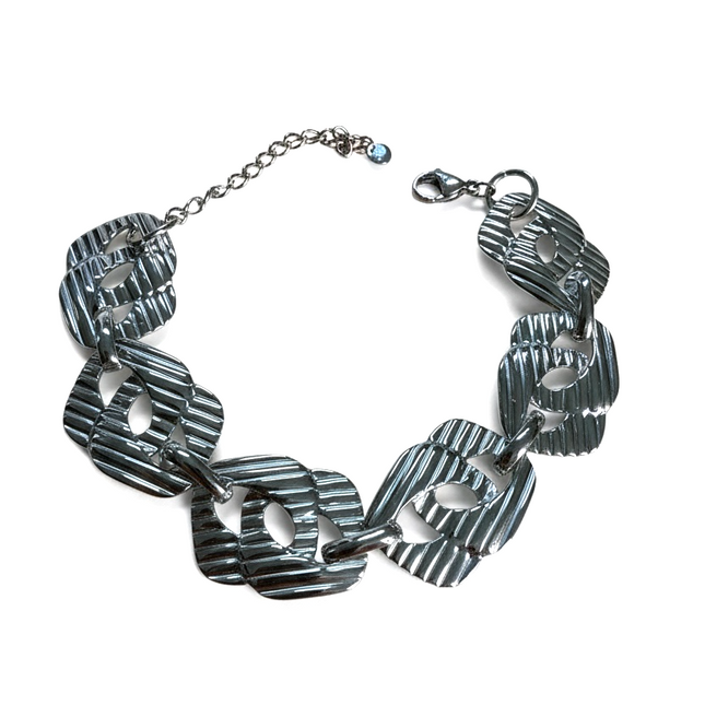 Bracciale Donna Maglie Geometriche Silver – Regolabile e Leggero