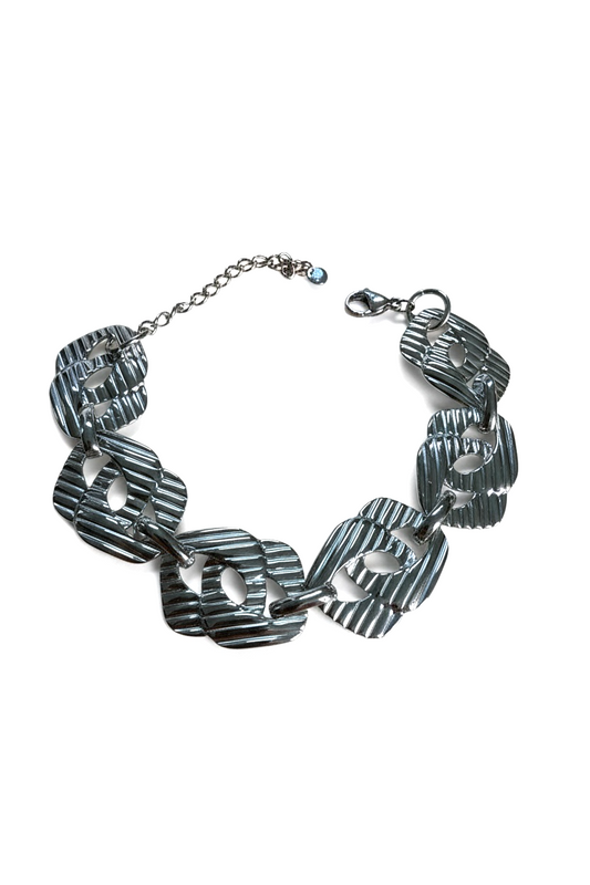 Bracciale Donna Maglie Geometriche Silver – Regolabile e Leggero