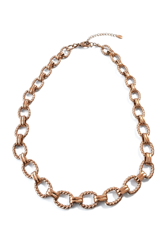 Collana Catena Donna Acciaio Colore Oro  40+5 cm – Maglie Rope, Regolabile
