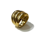 Anello Donna Acciaio Oro Tre Fasce Fascia Larga Misura 18