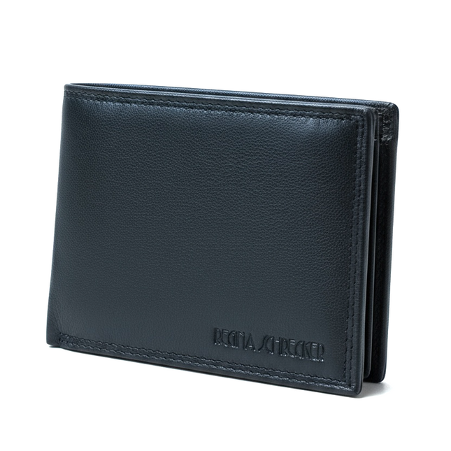 Portafoglio Uomo Regina Schrecker Vera Pelle Nero Slim Porta Carte