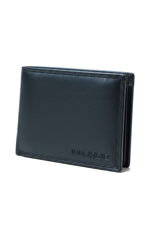 NUOVO Regina Schrecker Portafoglio Uomo Vera Pelle Elegante Funzionale Design