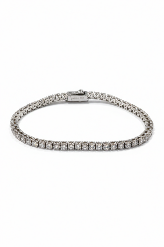 Bracciale Tennis in Acciaio e Cristalli Bianchi per Donna Chiusura a Cursore
