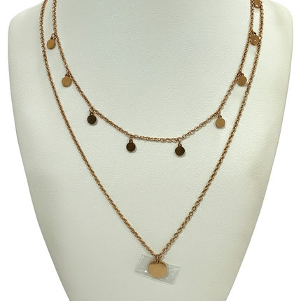 Collana Donna 2Jewels Acciaio Rosato Doppio Filo Ciondoli Tondi 251685