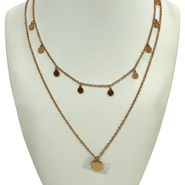 Collana Donna 2Jewels Acciaio Rosato Doppio Filo Ciondoli Tondi 251685