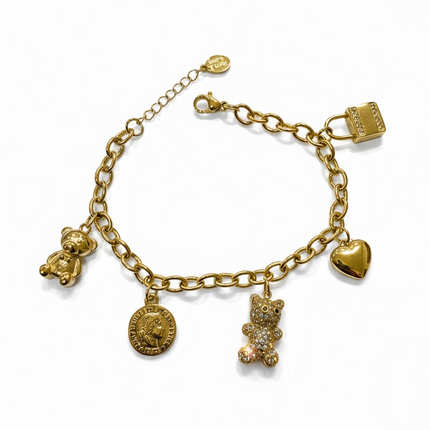 Bracciale Donna Acciaio Orsetto Daddy Charm Gioiello Elegante Regalo Moda