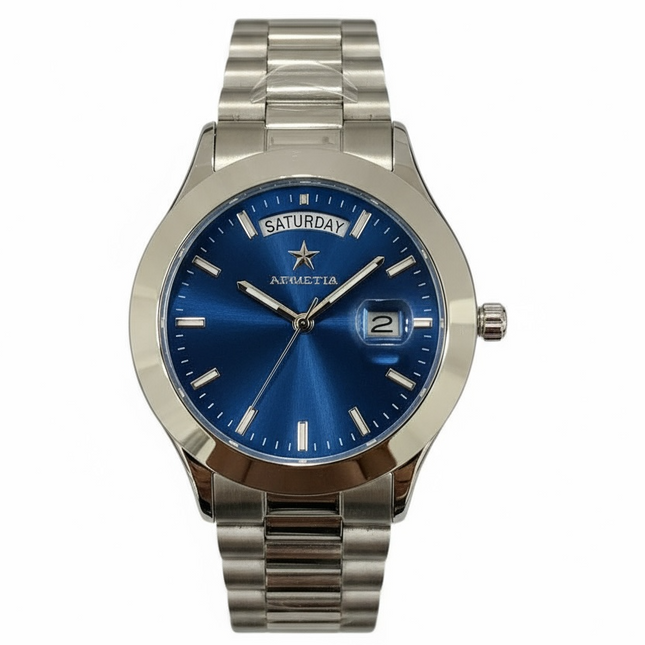 NUOVO Hoops Orologio Uomo 2620M-S03 Acciaio Quadrante Blu Day-Date Design Moderno