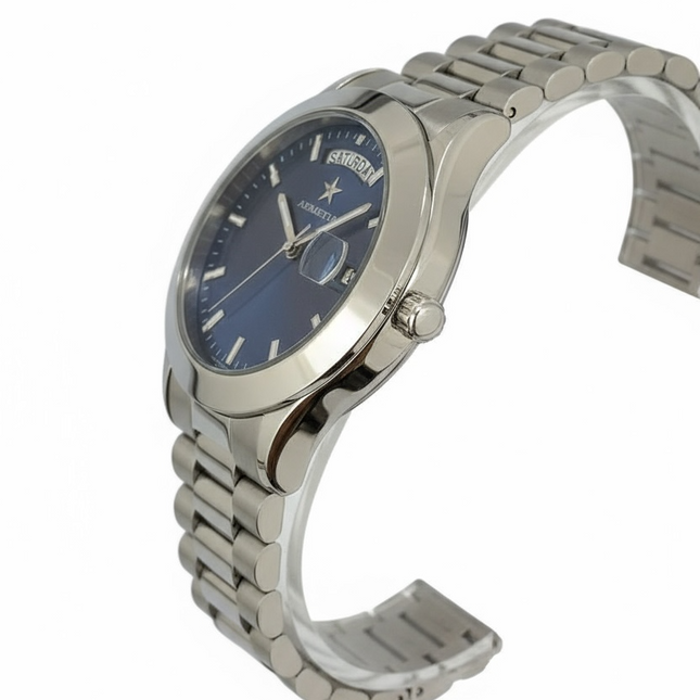 NUOVO Hoops Orologio Uomo 2620M-S03 Acciaio Quadrante Blu Day-Date Design Moderno