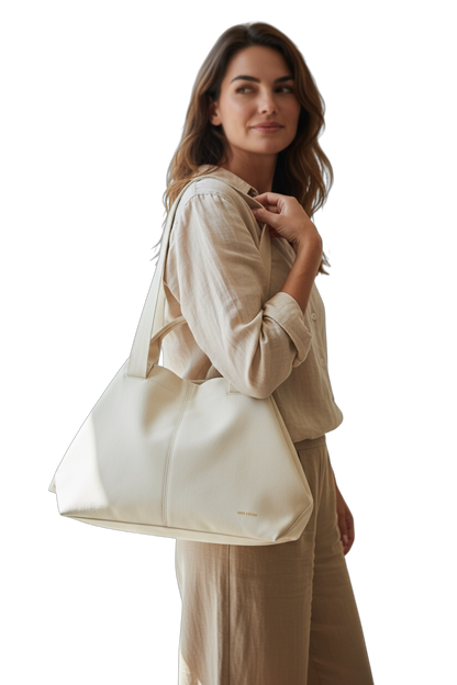 NUOVO Regina Schrecker Borsa Donna Ecopelle Beige con Tracolla Elegante