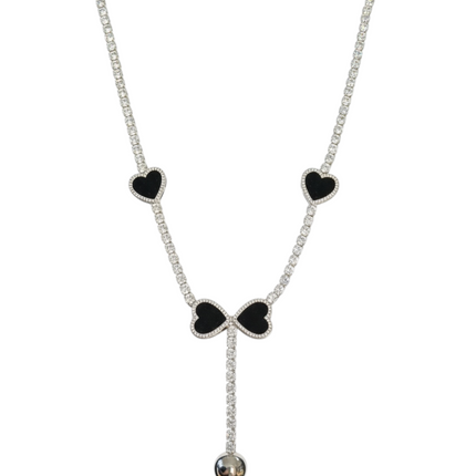 Collana Donna Shelly Lunga Cuori Cristalli Design Y Pendente Oro Argento