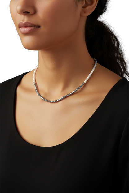 Collana Donna Con Perle in Vetro e Chiusura in Acciaio - Eleganza Contemporanea