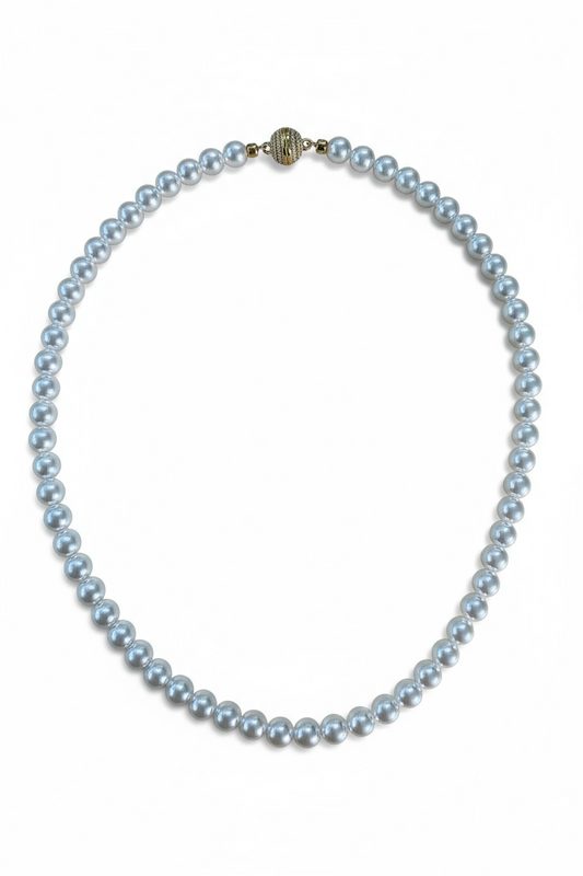Collana Perle Vetro Elegante - Chiusura Magnetica con Zirconi