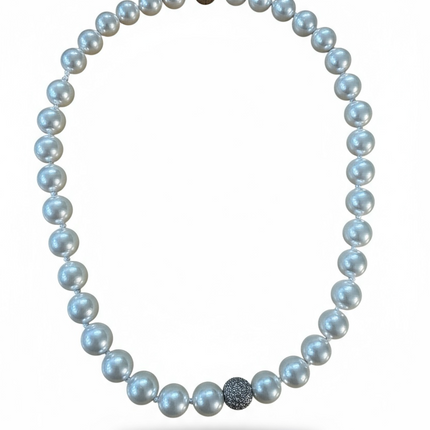 Collana Donna Perle Conchiglia Naturali Centrale Rame Zirconi 40cm